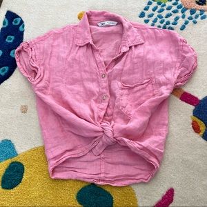 Zara linen button up top, size S